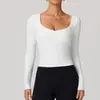 Top de yoga sexy con cuello en V transfronterizo para mujer, de manga larga, realza el busto, adelgazante, adecuado para deportes y fitness, se puede usar como prenda exterior