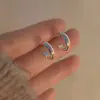 Aretes de Aro Estilo Francés, Aretes de Aro Sencillos, Nuevo Diseño de Nicho de Moda, Temperamento Único, Aretes de Aguja de Plata para Mujer, Hace que la Cara Parezca Más Pequeña