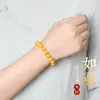 Pulsera de cuentas de la suerte de cristal natural, productos genuinos, pulsera de cinabrio de rejalgar de alta pureza para mujer, pulsera de cuentas amarillas, joyería para hombre