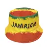 Chapéu de pescador com estampa digital transfronteiriça para homens e mulheres, chapéu bucket com proteção solar da bandeira da Jamaica, chapéu da moda hip-hop dupla face