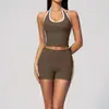 Conjunto Esportivo de Yoga e Corrida Feminino com Bojo, Colete Levanta Bumbum, Shorts de Yoga de Cintura Alta, Secagem Rápida, Respirável