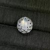 Anillo de calcedonia blanca hielo de gran tamaño con incrustaciones de plata 925, anillo femenino de lujo con flor, anillo de boca abierta ajustable con incrustaciones de plata 925
