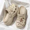 Sandalias de Plataforma Tacones Altos para Mujer Zapatos con Agujeros para Mujer Chanclas de Una Tira para Exteriores Zapatos de Playa Chanclas para el Hogar Zapatos de Mujer Chanclas de Punta Cerrada
