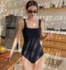 Fábrica de Origen Estilo ins Color Sólido Simple Retro Sin Tirantes Adelgazante Cubre Vientre Espalda Descubierta Fotografiando Vacaciones Traje de Baño Mujer