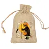 Bolsas de Juta com Cordão para Halloween em Estoque, Sacos para Armazenamento de Doces e Biscoitos, Bolsas de Juta com Cordão para Decoração de Presentes de Halloween