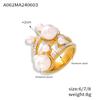 Anel de Contas com Design de Nicho Estilo Frio Elegante, Banhado a Ouro 18k em Aço Titânio, Anel Diamante Versátil