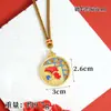 Nuevo Colgante de Oro Arena Vietnamita Estilo Chino Hoja de Ginkgo Placa Redonda Collar de Cuerda Tejido a Mano Joyería Elegante Estilo Palacio