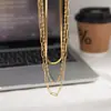Collar Minimalista Silencioso de Acero Inoxidable de Tres Capas, Joyería de Lujo Ligero de Alta Gama para Mujer, Accesorios Transfronterizos con Diseño de Nicho