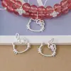 Colgante de gato Hello Kitty de dibujos animados lindo bañado en plata pura s925 Charm de Hello Kitty Pulsera DIY para niños