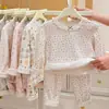 Novo Conjunto de Pijama Infantil Outono Estilo Coreano Desenho Animado Roupa de Casa Moda Bebê Pijamas Infantis Estilosos Tendência Roupas Infantis