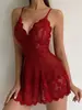 Fornecimento de Comércio Exterior Europeu e Americano Renda Estampada Transparente Vazada Camisola Vestido de Noite Conjunto de Lingerie Sexy Renda Sexy Transfronteiriça