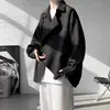 Camisa de manga longa lisa texturizada para homens, coleção de outono, estilosa e versátil, novo estilo chinês, jaqueta-camisa plus size
