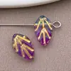 Cuentas de Cristal con Forma de Hoja Vintage Pintadas en Oro Pulseras de Cuentas Hechas a Mano DIY Accesorios para Horquilla Hanfu