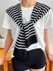 Xale Listrado Fashion para Mulheres, Capa com Nó Tendência, Estilo Coreano Versátil para Primavera, Outono e Salas com Ar Condicionado no Verão