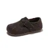 Sapatos Birkenstock Infantis Outono/Inverno 2026 Estilo Coreano Para Meninas Algodão de Duas Camadas Sapatos Quentes de Algodão Moda Feminina Mocassins Retrô