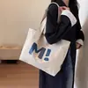 Bolsa de Lona Feminina Grande Capacidade Durável Sacola de Supermercado Simples Versátil 2026 Nova Bolsa Tote de Ombro Único e de Mão