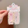 Faixa de cabelo de tricô floral com velcro para mulheres, presilha de franja floral doce, faixa de cabelo para arrumar o cabelo, acessório de cabelo estilo pastoral francês