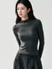 ¡Rey del Boca a Boca! Suéter de Punto Grueso de Lana 100% Peinada de Alto Hilo para Mujer, Cuello Alto, Ajustado, Cálido, Camisa para Capas Interiores