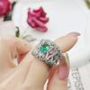 Anel de Design de Nicho de Alta Qualidade Luxo Leve Diamante Natural Incrustado Pedra Verde Caibao Estilo Moda Feminina Estilo Frio