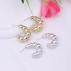 Pendientes de aro en forma de C con cuerno galvanizado, de alta gama, de acrílico, sencillos y con un toque de estilo C, accesorios para mujer.
