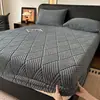 Sábana Bajera de Terciopelo Solar Cálido Jacquard de Lujo Ligero Juego de Sábanas de Cama de Terciopelo Plus de Invierno Protector de Colchón Cubierta Completa de una Pieza Lavable a Máquina