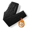 Pantalones impermeables a prueba de frío de lana de cordero para otoño e invierno, holgados, forrados de vellón, gruesos, de talla grande, rectos, cálidos, de algodón, pantalones deportivos para hombre