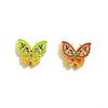 Accesorios chapados en oro con cuentas espaciadoras de mariposa de cuatro agujeros con goteo de aceite de cobre, llavero con borla y cuentas espaciadoras con forma de mariposa