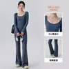 Conjunto de Roupa de Yoga Feminina, Conjunto Fitness Casual de Manga Longa Emagrecedor, Usável para Pilates ao Ar Livre, Conjunto Esportivo de Cintura Alta e Levanta Bumbum