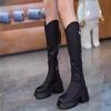 Botas de Tacón Alto para Mujer Antideslizantes Botas de Moda Pero Rodilla en Forma de V Botas Altas Largas Aumentadas Ligeras Botas de Jinete Ins Tendencia