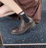 Nuevas Botas Chelsea Elásticas de Cuero de Caballo Lavado con Pliegues y Suela Gruesa para Otoño e Invierno para Mujer