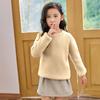 Foco em suéter de lã pura infantil outono e inverno meninos e meninas suéter de malha engrossado solto all-match médio e grande crianças base de cashmere
