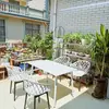 Juego de Mesa Redonda Pequeña y Sillas de Acero al Carbono Sencillo para Ocio en Balcón, Mesa de Reuniones, Área de Descanso, Cafetería de Té con Leche al Aire Libre, Mesa de Comedor al Aire Libre