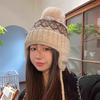 2024 Nuevo Gorro Tejido con Protección para las Orejas para Mujer Otoño e Invierno Cálido Gorro de Lana para las Orejas Estilo Étnico Retro Gorro Pequeño que Realza el Rostro