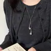 Collar Largo con Borlas Plateadas del Mismo Estilo que una Bloguera Coreana para Mujer, Cadena para Suéter de Tetera de Alta Gama Elegante y Versátil para Mujer