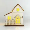Artesanías de madera Cabaña luminosa navideña Niños DIY decoración de casa pequeña decoración de escritorio para hogar oficina