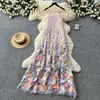 Vestido de Renda com Bordado Floral Tridimensional Super Delicado para Mulheres, Vestido Longo Elegante de Verão sem Mangas em Linha A, Vestido Emagrecedor e Deslumbrante