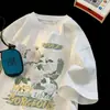 Camiseta de manga corta con estampado de camelia para hombre, marca de moda, ropa americana de cuello redondo, camiseta holgada de verano de talla grande y gruesa.