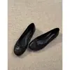Versión de piel de oveja~Zapatos planos de ballet estilo francés, punta redonda suave, con lazo, para mujer, cuero genuino, vintage, versátiles, de corte bajo