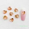 Novos acessórios de nail art de pêssego com fundo transparente bicolor, celebridade da internet, borda dourada, coração de cor mista transparente, acessórios para capa de celular DIY