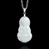 Pingente Pequeno de Jade Guanyin Buda Grau A Birmanês Natural Prata 925 Incrustado com Pingente de Jade Gelo para Homens e Mulheres