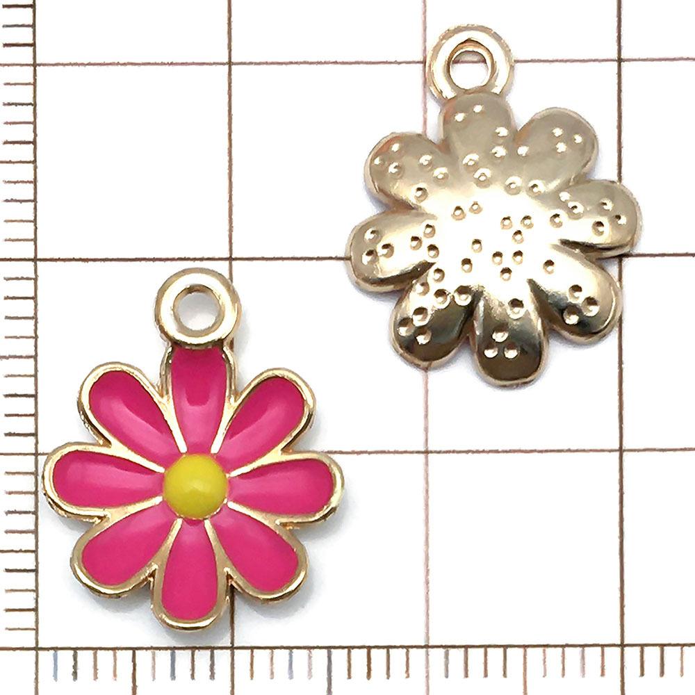 18786-XP-玫红色滴油锌合金小雏菊花15x18mm-0