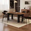 Mesa y Sillas de Comedor Sólidas de Madera Francesas Combinación Moderna Simple Hogar Apartamento Pequeño Sala de Estar Rectangular Negra Estilo Mid-Century Mesa de Comedor