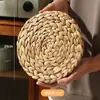 Esteras de Paja de Jacinto de Agua para Uso Doméstico, Posavasos Aislantes del Calor y Anti-quemaduras, Tapetes para Platos y Tazones, Tapetes para Cazuelas, Forma Redonda
