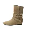 Botas Apiladas Melaleuca con Aumento de Altura Oculto Botines para Mujer Otoño/Invierno 2026 Nuevas Botas de Media Caña Uso de Dos Maneras Botas Vaqueras Occidentales Modernas