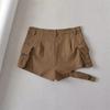 Cintura alta verano nicho dulce fresco chica sexy dos botones pantalones cortos de trabajo para mujer bolsillo tridimensional leggins individuales pantalones cortos ajustados moda