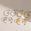 Pendientes minimalistas irregulares en espiral de acero inoxidable europeos y americanos transfronterizos, chapados en oro real de 18 quilates, pendientes de acero de titanio personalizados de nicho