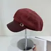 Sombrero Octagonal de Lana Versátil Estilo Coreano Otoño e Invierno 2026 Que Hace que la Cara se Vea Más Pequeña, Boina Cálida, Gorra de Periodista para Cabeza Grande