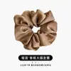 Laço de Cabelo Satin Sense para Intestino Grosso Corda Elegante para Amarrar Headwear Simples com Cabeça de Bola All-match High-end Light Luxury Branco