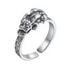 Plata tailandesa pequeño valiente sapo dorado diamante mortero anillo sutra del corazón hombres y mujeres suerte granada retro mantra de seis sílabas personalidad tendencia