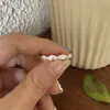 Anillo de Concha de Plata de Ley S925 para Mujer, Estilo Coreano, Diseño Minimalista de Rayas Verticales, Creativo, Moderno, Versátil, Anillo de Diseño de Nicho